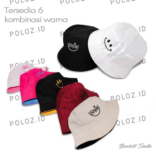 TOPI BUCKET HAT BORDIR SMILE DEWASA 