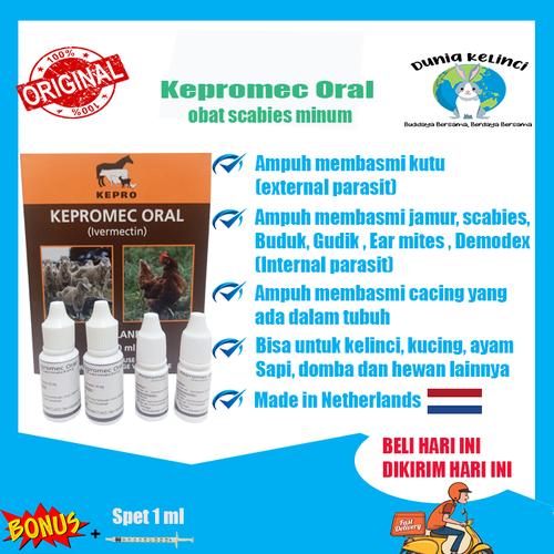 Foto Produk Obat Scabies gudik kutu Kepromec Oral 10ml AMPUH MURAH ORIGINAL - 5 ml dari Dunia Kelinci Depok