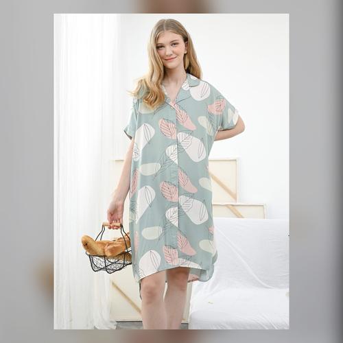 Foto Produk Yoko Nightdress in Calm Green - Piyama / Daster Rayon Premium by RAHA dari Raha Sleepwear