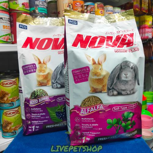 Foto Produk Nova Rabit 1kg(Mixed Berries/Alfafa) Pakan Kelinci - Alfalfa dari livepetshop