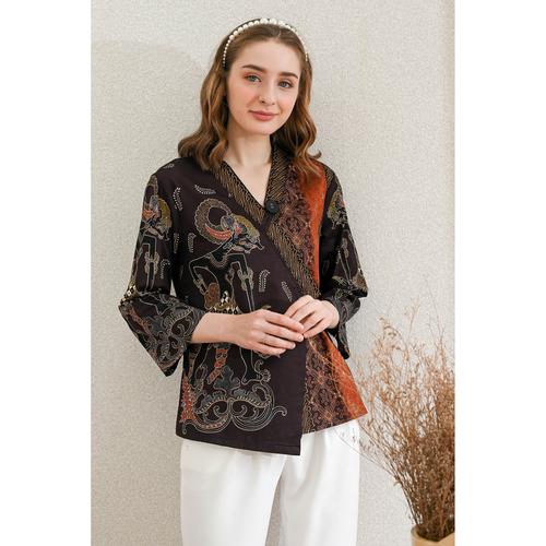 Foto Produk GAGA - Long Kyoto Top / Atasan Batik Wanita Lengan Panjang - Cokelat, standard dari Lustopia_Collection