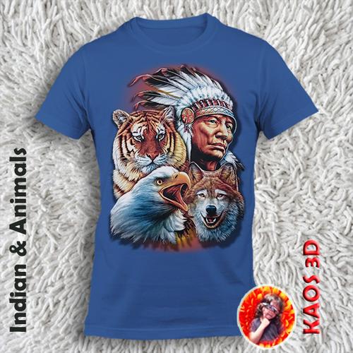 Jual Kaos 3D Indian & Animals Ukuran Dewasa dan anak kualitas cetak