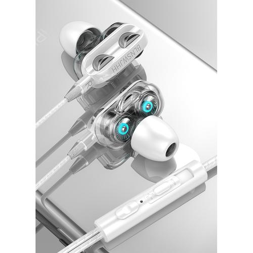Foto Produk 4D Earphone In-ear Kabel 3,5mm | Bass Double Speaker Dual Drive Stereo - Putih dari EMPO