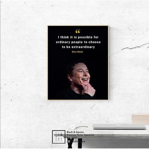 Jual Elon Musk - Quotes Premium Poster + Fiber Frame - Size 30x40cm ...