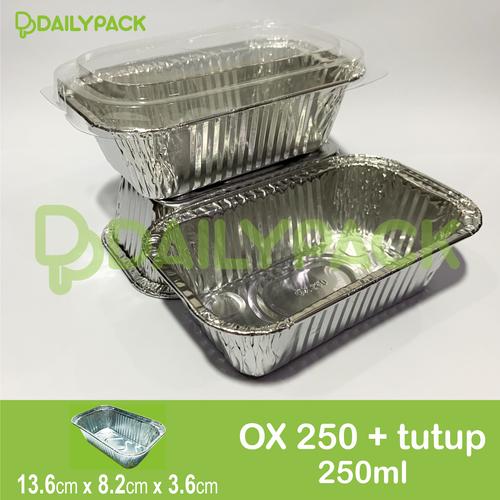 Jual ALUMINIUM FOIL CUP 8.2 X 13.6 CM + TUTUP MIKA ( OX 250 ) Tutup saja Kota Surabaya