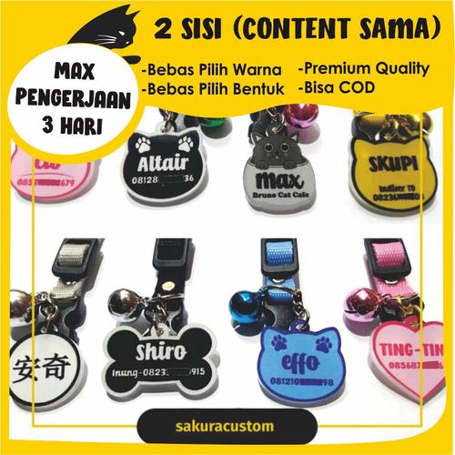 Foto Produk Kalung kucing custom nama - Putih, Dewasa dari SakuraCustom