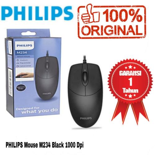 Foto Produk Philips Wired Mouse M234 / SPK7234 Black Original & Bergaransi dari GRACE SHOP27