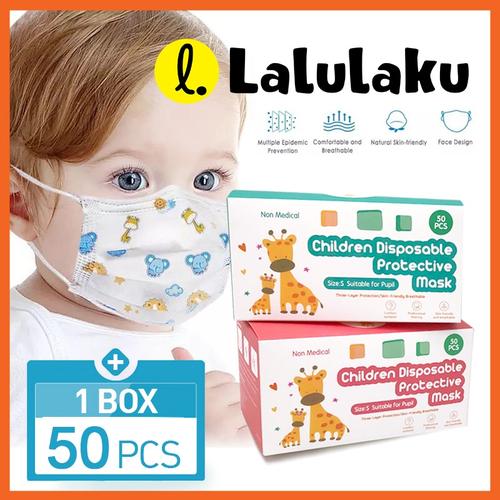 Foto Produk Masker Anak 3ply Kids Child Mask Motif Earloop 1 Box Isi 50 Pcs - Motif Laki dari Lalulaku