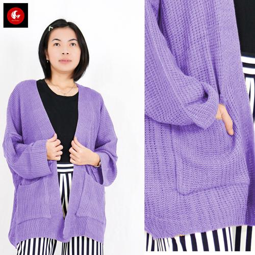 Foto Produk Okechuku OVERSIZE LAVELLA KARDIGAN Wanita Outer Wanita Cardigan Rajut - Lilac dari Okechuku