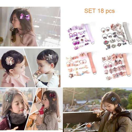 Foto Produk IK80 Ikat Jepit Rambut Korea Anak Cute Little Girl set 18 pcs - purple dari Dneo Store