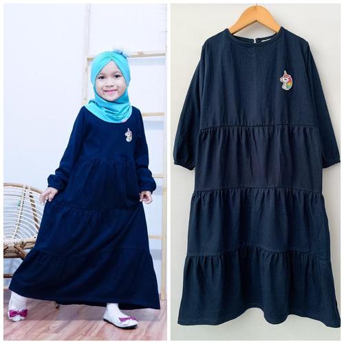 Foto Produk Gamis kaos anak aplikasi bordir warna Navy size 1-10th - 2tahun dari baby smile