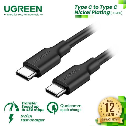 Foto Produk UGREEN USB-C To USB-C 60W/480Mbps - US286 - 1 Meter, Black dari UGREEN Authorized Store
