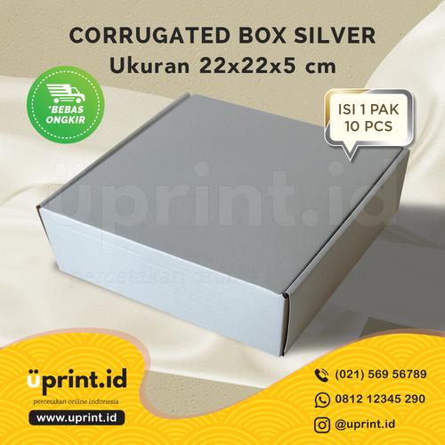 Foto Produk CORRUGATED BOX POLOS |DUS BROWNIES |UKURAN 22x22x5|SILVER dari Uprint.id