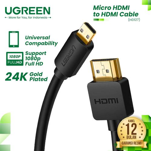 Foto Produk UGREEN Micro HDMI to HDMI 2.0 Cable - HD127 - 1 Meter dari UGREEN Authorized Store