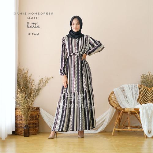 Foto Produk Gamis Homedress Rayon Motif Batik - Hitam dari Beli Mukena