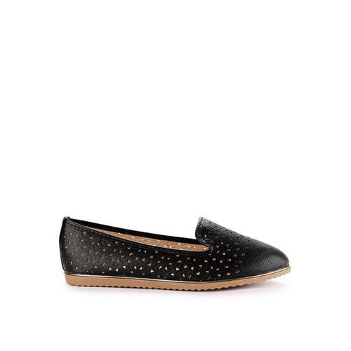 Foto Produk Prima Classe Bernal Sepatu Flat Warna Solid Detail Laser Cut - Hitam, 36 dari prima classe