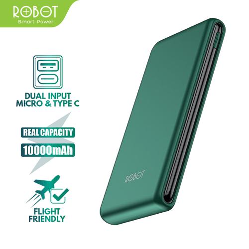 Foto Produk PowerBank ROBOT 10000mAh RT180 Dual Input Port Type C & Micro USB - Hijau dari ROBOT OFFICIAL SHOP
