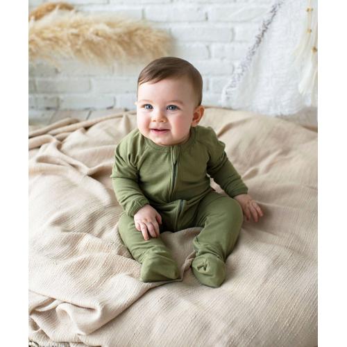 Foto Produk Takoyakids Essentials Azuki Zipper Sleepsuits Olive - 0-3m dari Kottonville