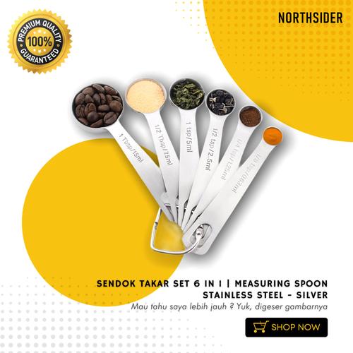 Foto Produk SENDOK TAKAR SET 6 IN 1 | MEASURING SPOON STAINLESS STEEL SILVER dari Northsider coffee shop