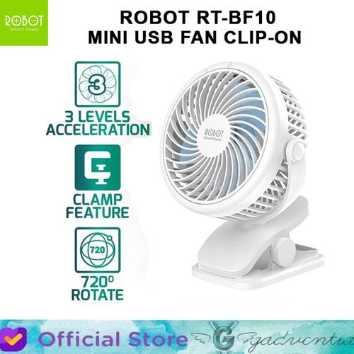 Foto Produk Kipas Angin Mini ROBOT RT BF10 Portable USB FAN Model Clip 2000mAh dari GADVENTIA Official Store