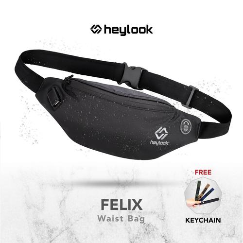 Foto Produk TAS SELEMPANG PRIA TERBARU WAISTBAG USB WATERPROOF ORIGINAL HEYLOOK - WB FELIX BLACK dari exploreco