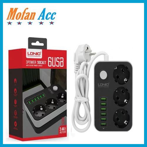 Foto Produk #FC032 - Travel Charger LDNIO 6port USB 5V 3.4A 3 power Socket dari mofan accesories