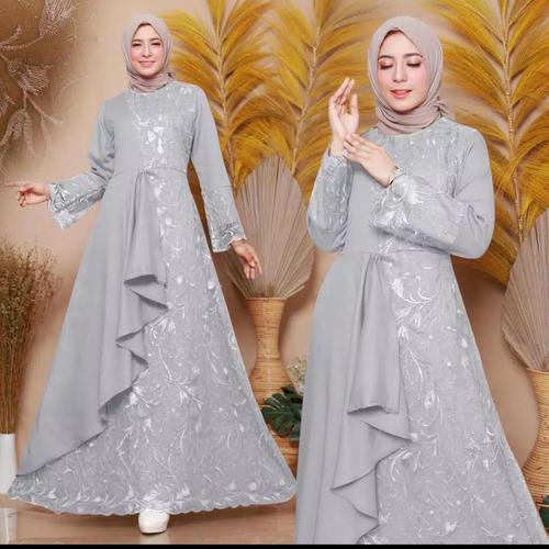 Foto Produk GAMIS MUSLIM INDAHLLA/GAMIS BRUKAT TILE/GAMIS BRUKAT - abu, M dari grace shop 03
