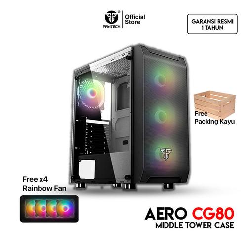 Foto Produk Fantech AERO CG80 Tempered Glass Casing Komputer PC Gaming Case Temper - Hitam dari Fantech Official Store