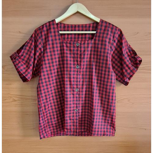 Foto Produk BinxFashion Blouse Jumbo / Atasan Wanita Jumbo / Atasan Wanita Code 43 - KotakHitamMarun, XL dari Binxfashion