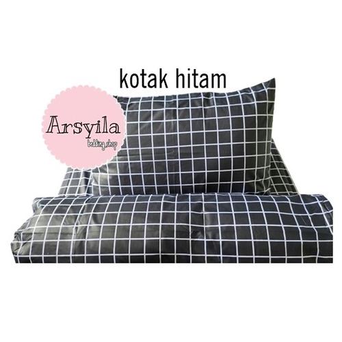 Foto Produk set sarung bantal dan sarung guling - kotak hitam dari arsyila bedding shop