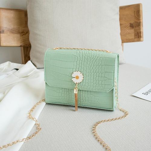 Foto Produk Tas Selempang Wanita Bunga Daisy Flower Tassel Croco Bag Impor TAS030 - Hijau dari lomenia