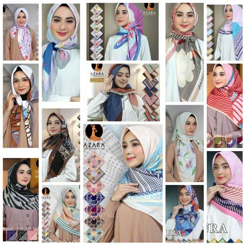 Foto Produk Hijab Kerudung Jilbab Segi Empat Katun Voal Motif AZARA Impor - Pilih MOTIF dari Colorvertia