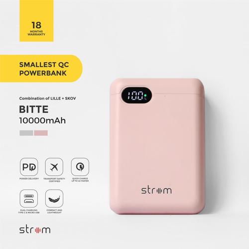 Foto Produk Strom Bitte Smallest QC PD Power Bank 10000mAh Real Capacity - Merah Muda dari Strom Indonesia