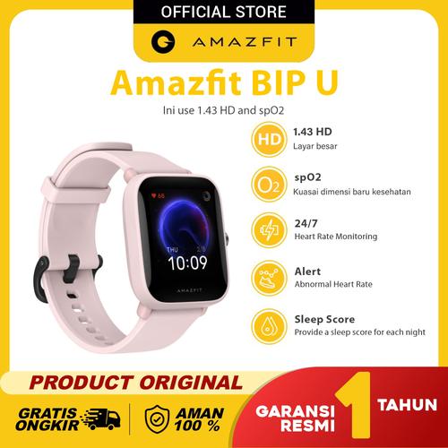 Foto Produk Amazfit Official Bip U Smartwatch Sport Jam Tangan Digital Smart Watch - Merah Muda dari Amazfit Official