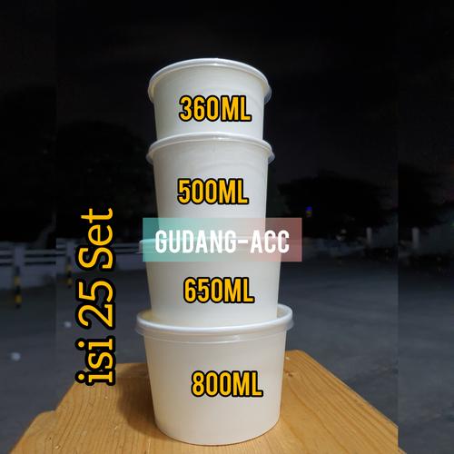 Foto Produk PAPER BOWL 360ml 500ml 650ml 800ml + TUTUP Putih / Mangkok Kertas 25st - 12oz 360ml, 25set tutup dari ACC DEPOK