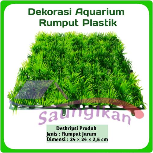 Foto Produk Dekorasi Hiasan Aquarium Replika Tanaman Rumput Plastik 24 x 24 cm - JARUM dari saungikan juga