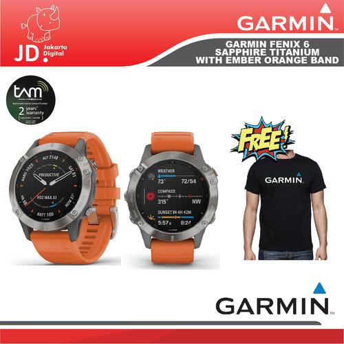 Jual Garmin Fenix 6 Sapphire Titanium with Ember Orange Band - Garansi TAM  - Jakarta Pusat - Jakarta Digital | Tokopedia