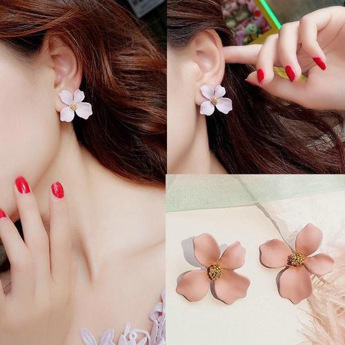Foto Produk Anting Anting Bunga Model Tusuk Perhiasan Wanita - Merah Muda dari Kendrick MY