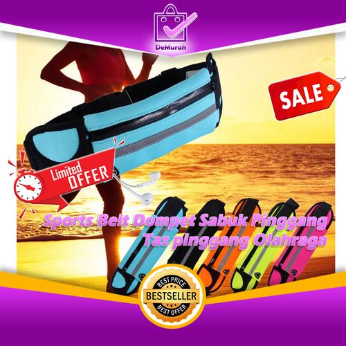 Foto Produk 0227 Sports Belt Dompet Sabuk Pinggang - Tas pinggang Olahraga - Biru Muda dari Demurah Dot Com