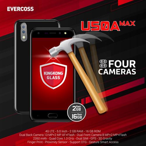 Foto Produk Hp Evercoss U50A Max 2GB/16GB - Android OS - Resmi - Gold dari ACS