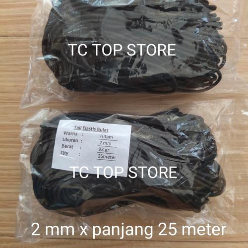 Foto Produk Tali Elastis Bulat 2mm / Tali String / tali karet (panjang 25 meter) - Hitam dari TC Top store