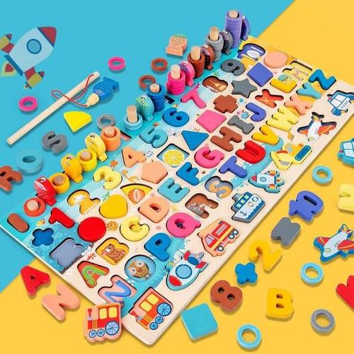 Foto Produk CM-K46 Mainan Edukasi 7in1 Puzzle Kayu Anak Huruf Angka Pancing Ikan dari Mmtoys Indonesia