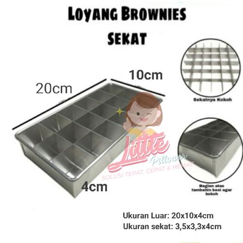 Foto Produk Loyang Brownies sekat 20x10 18lubang Harga Super Ekonomis/ Loyang kue dari Little Pillower