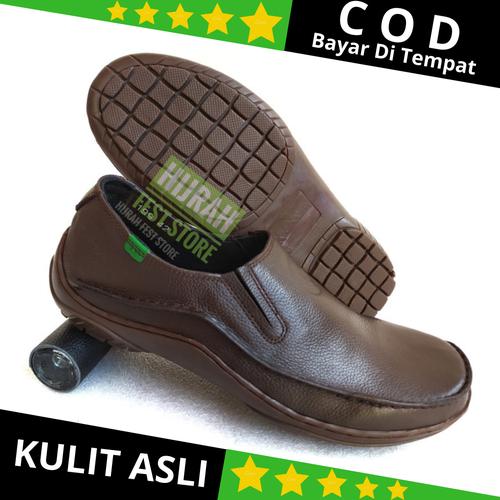 Foto Produk Sepatu Formal Pria Kulit Asli Slip On Lofer Sepatu Kerja Pria Pantofel - Hitam, 39 dari Hijrah Fest Store