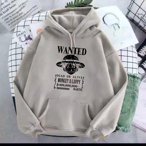 Foto Produk Sweater Hoodie Japan Anime ONE PIECE WANTED - Abu-abu dari lie su shop