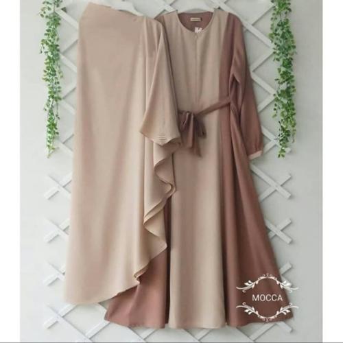Foto Produk Baju Gamis Syari Set Khimar Hijab Dewasa kekinian Murah Terbaru - moca dari damris shop