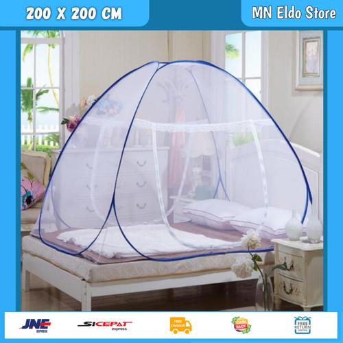 Foto Produk Kelambu Lipat 200 x 200 Kelambu Nyamuk Lipat Kelambu Tenda Lipat KL200 - Biru dari MN Eldo Store