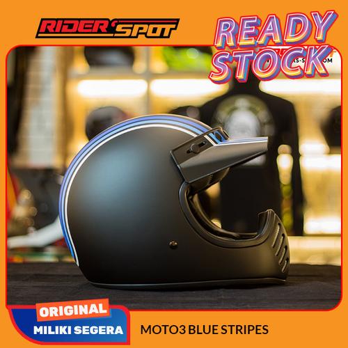 Jual Bell Moto 3 Stripe Blue - Jakarta Utara - Riderspot | Tokopedia
