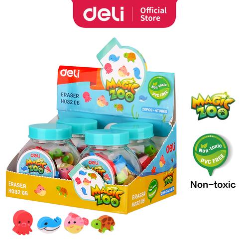 Foto Produk Deli Penghapus Desain 4 Hewan lucu dan menarik dalam tabung EH03206 dari Deli Stationery