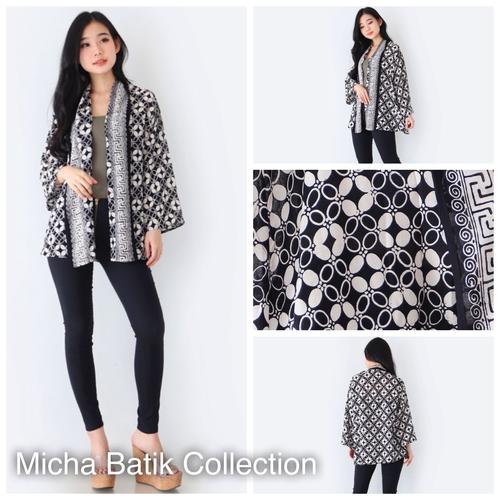Foto Produk Outer batik paris: Cardigan Kawung hitam dari Micha Batik Collection